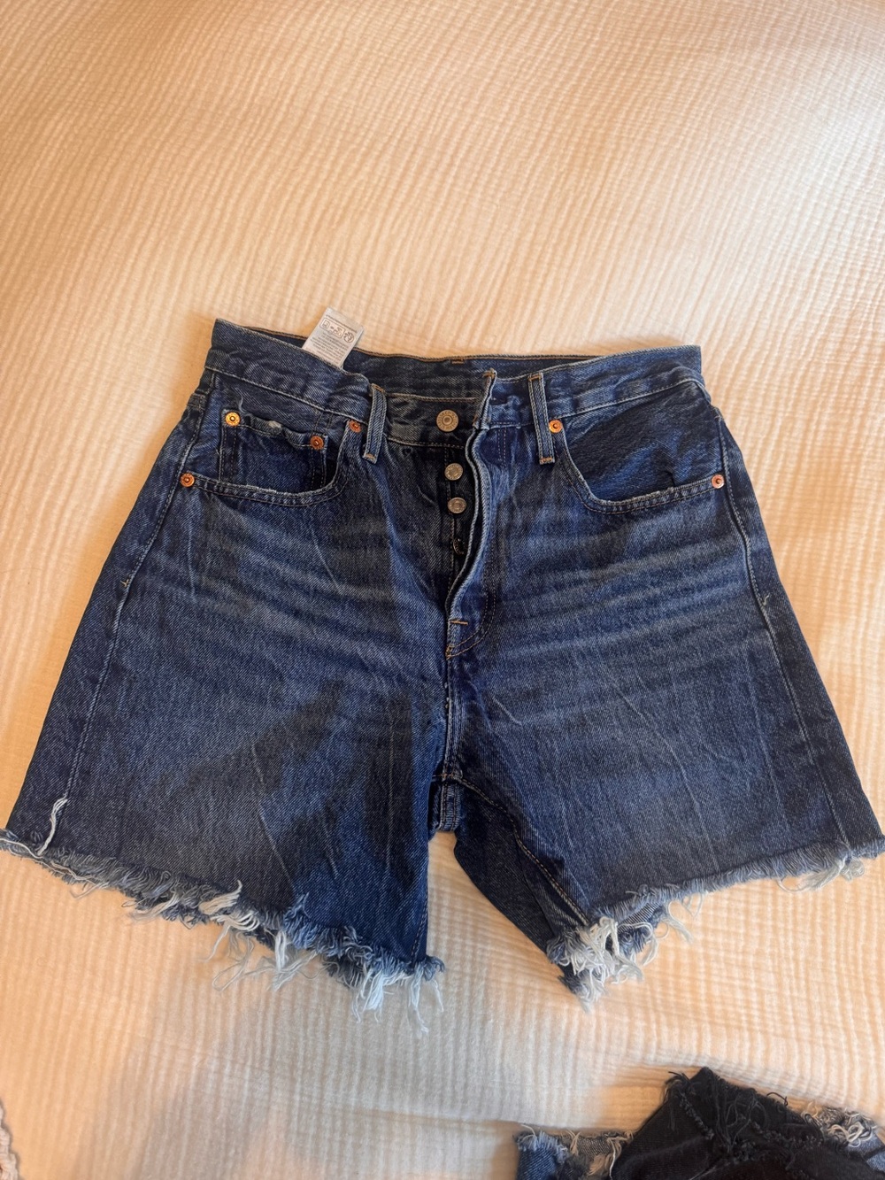 Levi's Dark Blue High-Rise Cutoff Denim Shorts